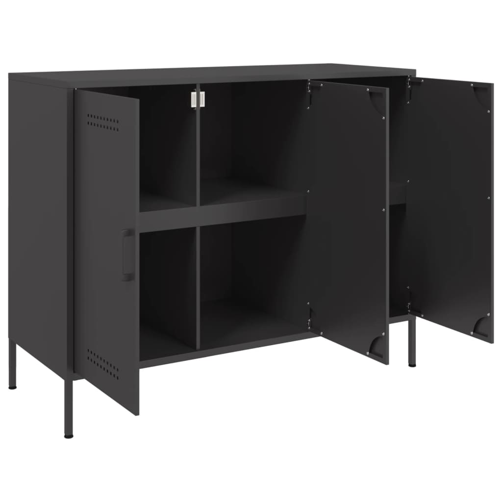 vidaXL Sideboard Schwarz 100,5x39x79 cm Stahl