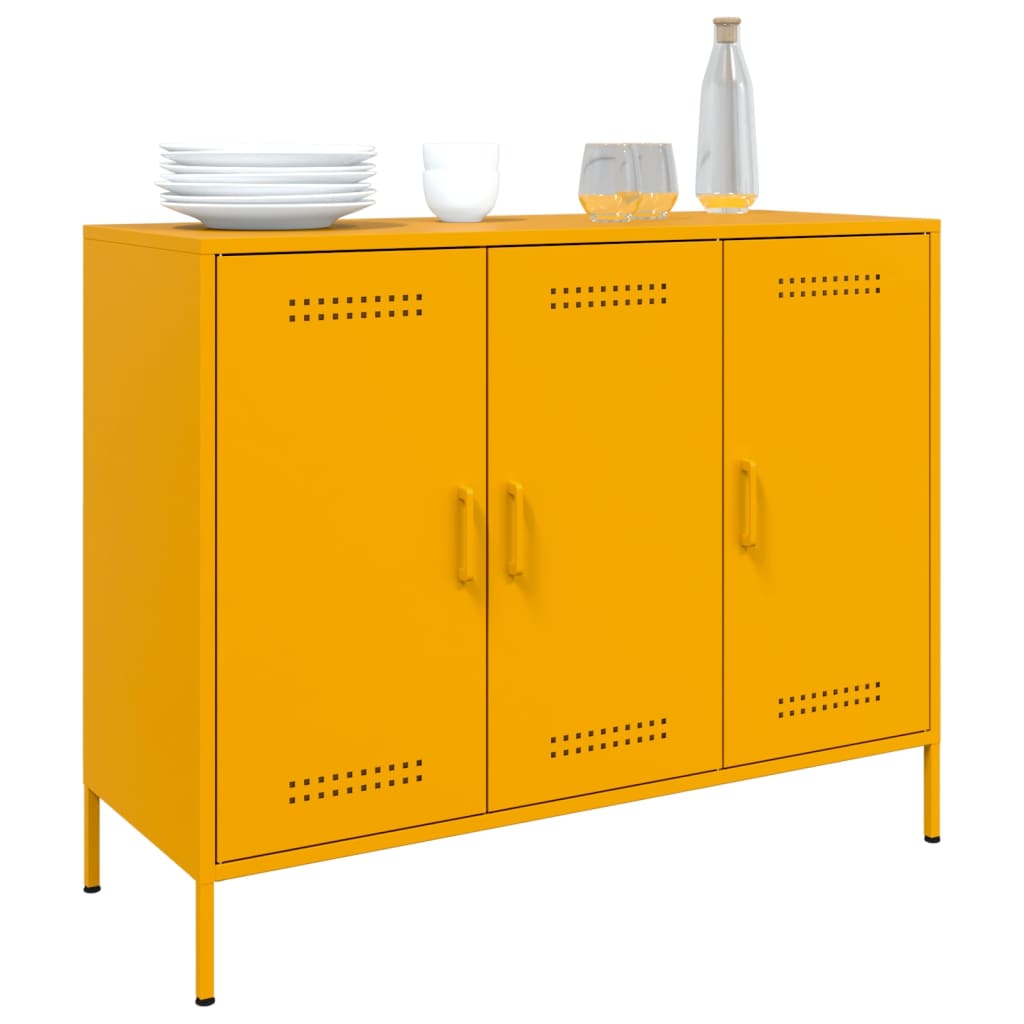 vidaXL Sideboard Senfgelb 100,5x39x79 cm Stahl