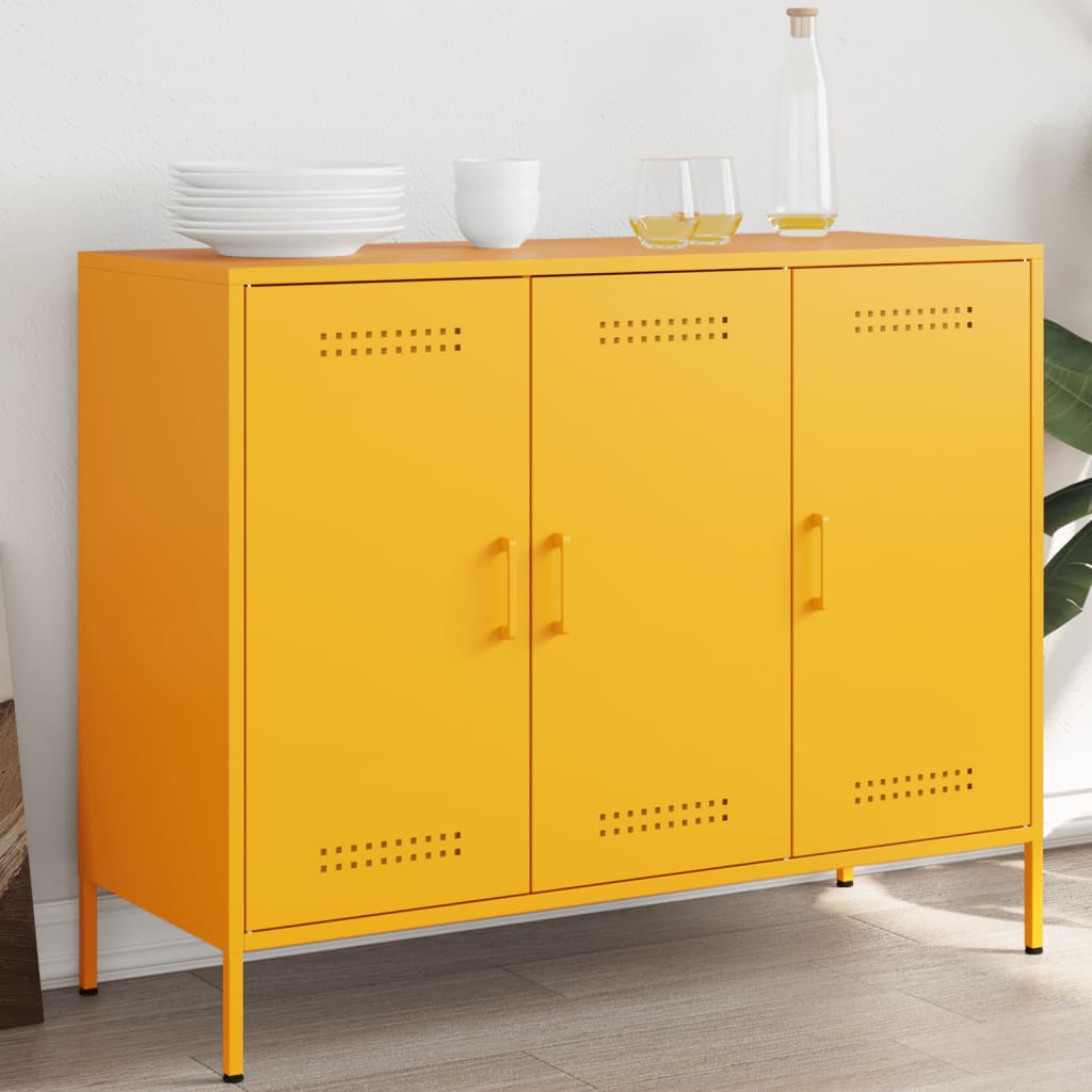 vidaXL Sideboard Senfgelb 100,5x39x79 cm Stahl