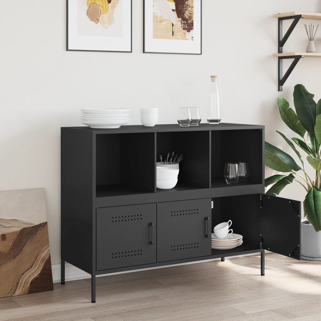 vidaXL Sideboard Schwarz 100,5x39x79 cm Stahl