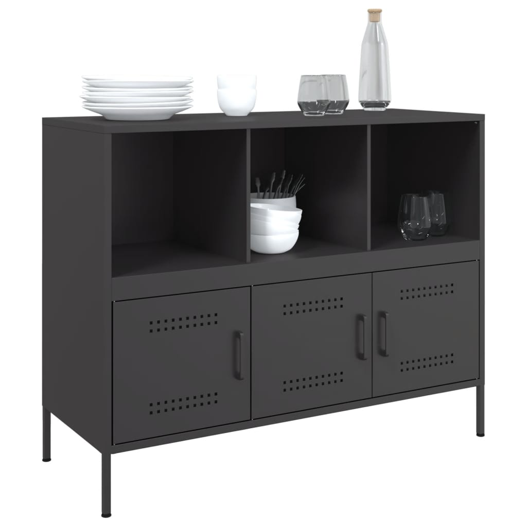 vidaXL Sideboard Schwarz 100,5x39x79 cm Stahl