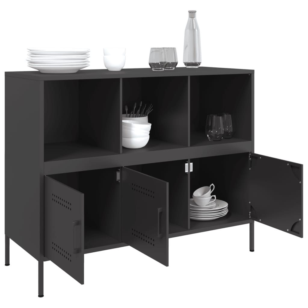 vidaXL Sideboard Schwarz 100,5x39x79 cm Stahl