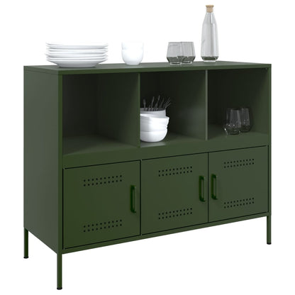 vidaXL Sideboard Olivgrün 100,5x39x79 cm Stahl