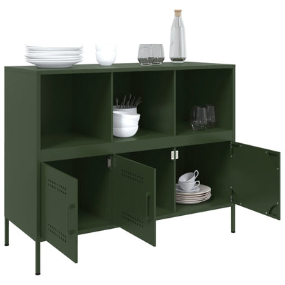 vidaXL Sideboard Olivgrün 100,5x39x79 cm Stahl