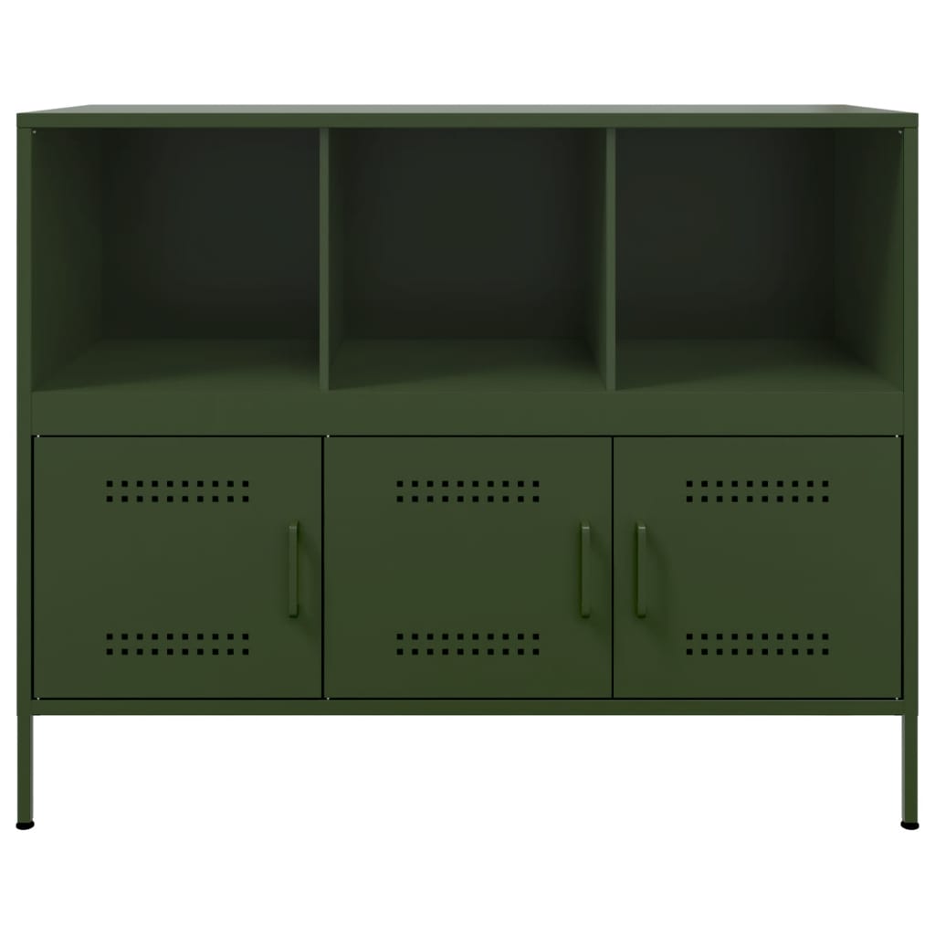 vidaXL Sideboard Olivgrün 100,5x39x79 cm Stahl