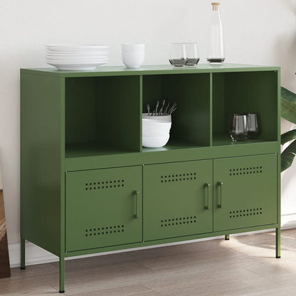 vidaXL Sideboard Olivgrün 100,5x39x79 cm Stahl