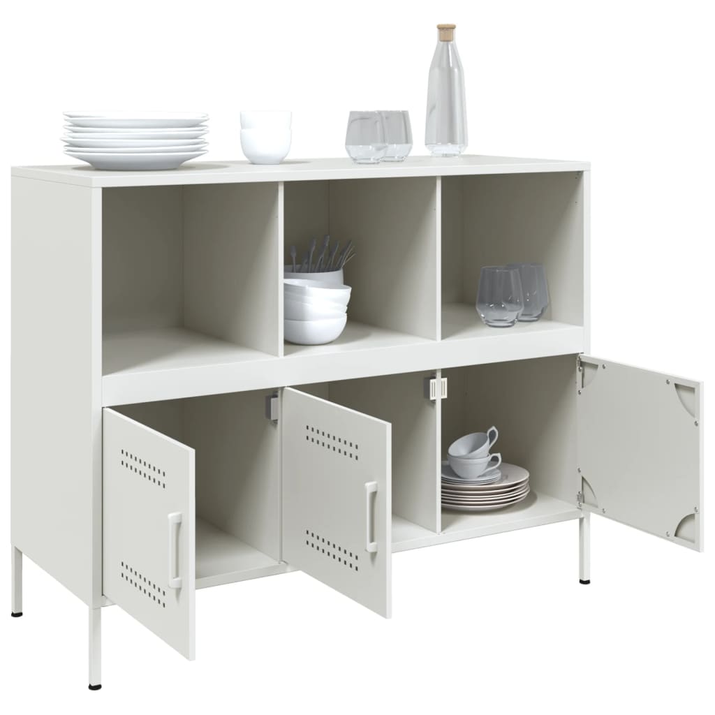 vidaXL Sideboard Weiß 100,5x39x79 cm Stahl