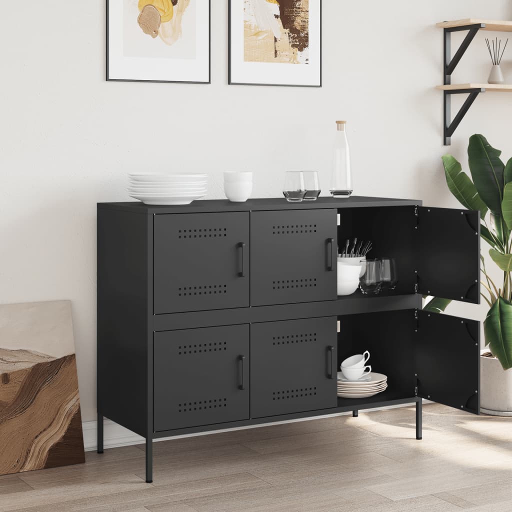 vidaXL Sideboard Schwarz 100,5x39x79 cm Stahl