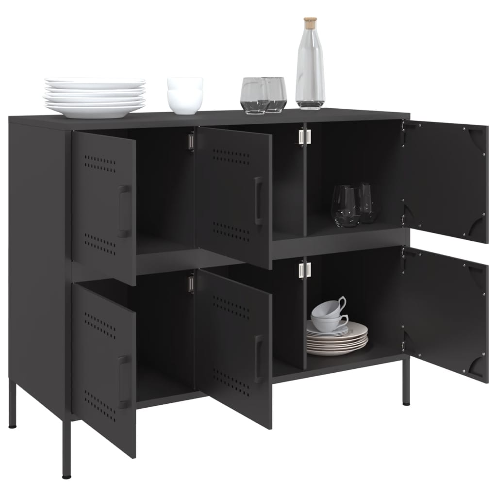 vidaXL Sideboard Schwarz 100,5x39x79 cm Stahl