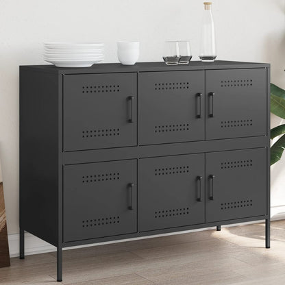 vidaXL Sideboard Schwarz 100,5x39x79 cm Stahl