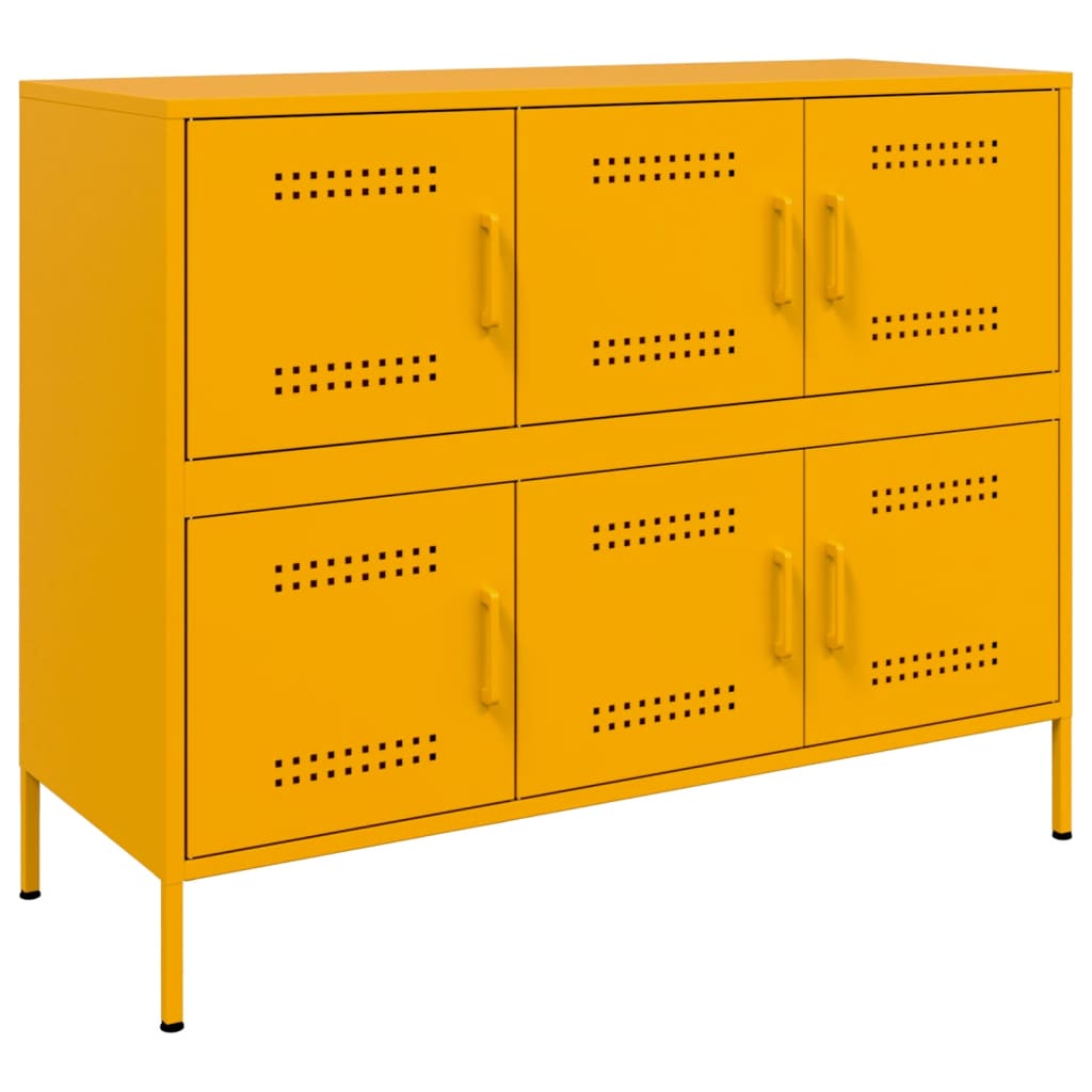 vidaXL Sideboard Senfgelb 100,5x39x79 cm Stahl