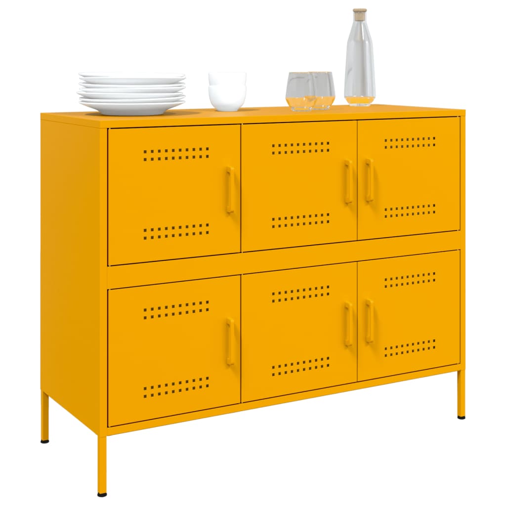 vidaXL Sideboard Senfgelb 100,5x39x79 cm Stahl