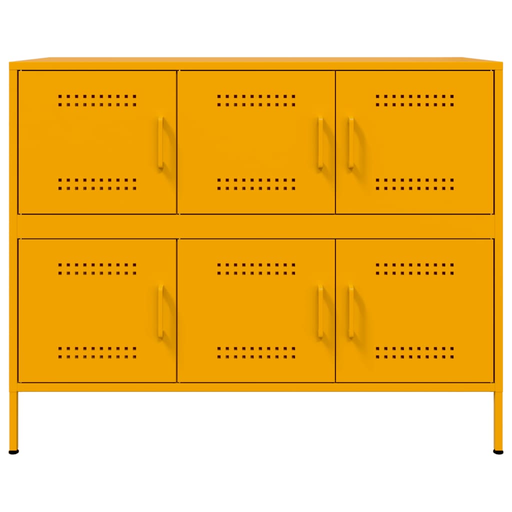 vidaXL Sideboard Senfgelb 100,5x39x79 cm Stahl