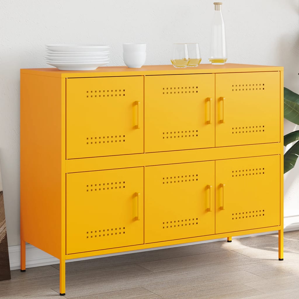 vidaXL Sideboard Senfgelb 100,5x39x79 cm Stahl