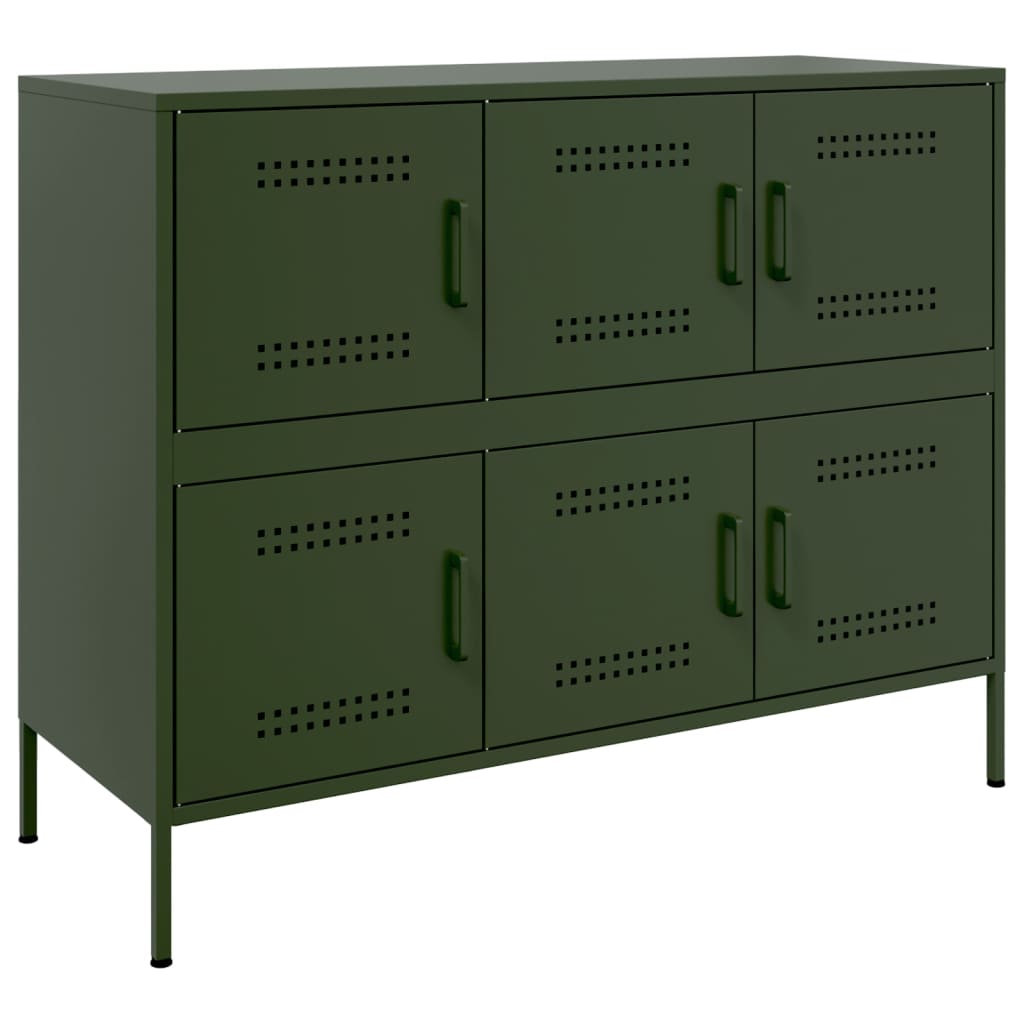 vidaXL Sideboard Olivgrün 100,5x39x79 cm Stahl