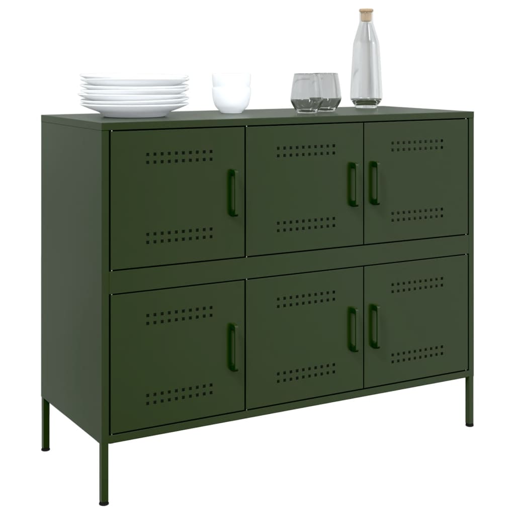 vidaXL Sideboard Olivgrün 100,5x39x79 cm Stahl