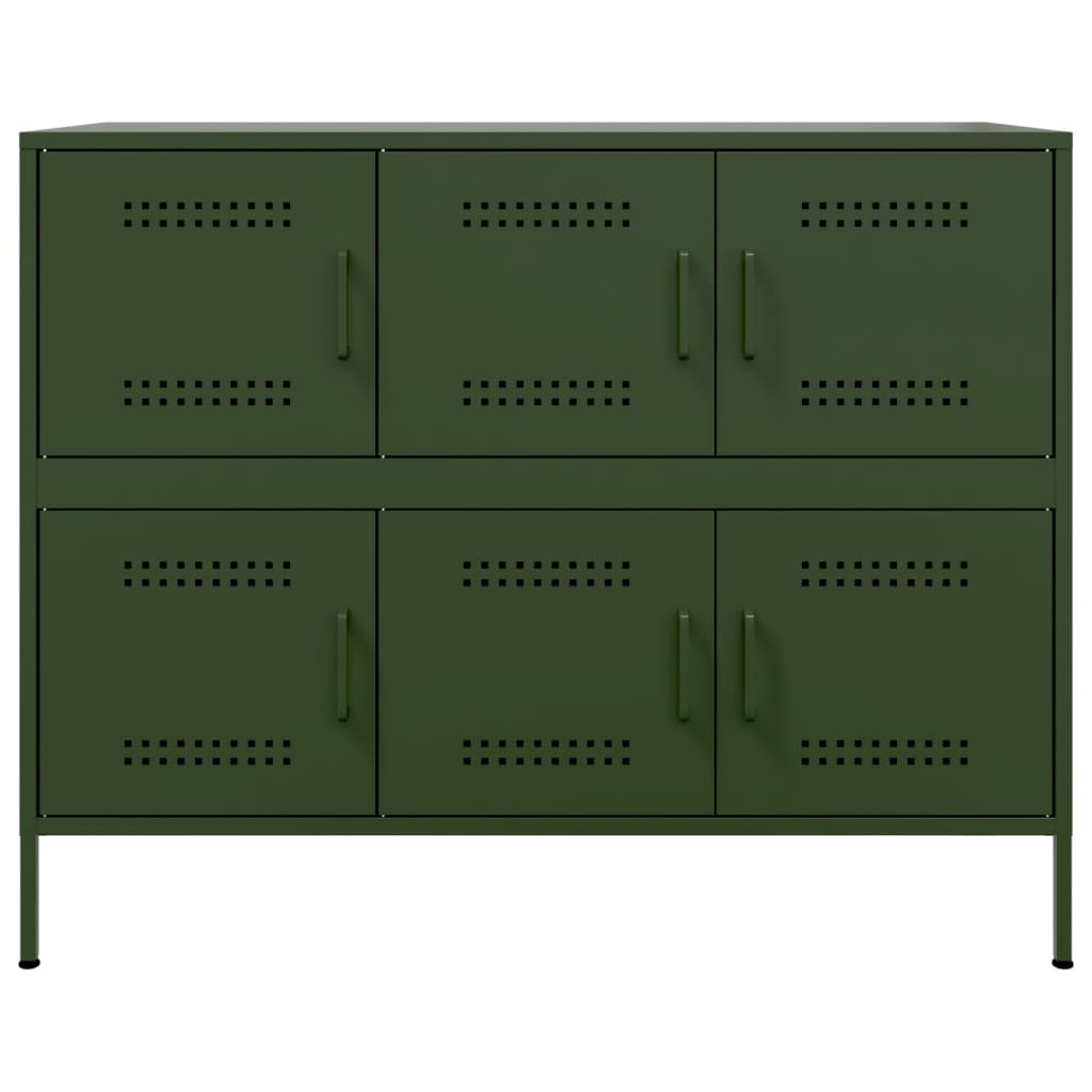 vidaXL Sideboard Olivgrün 100,5x39x79 cm Stahl