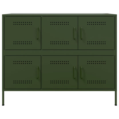 vidaXL Sideboard Olivgrün 100,5x39x79 cm Stahl