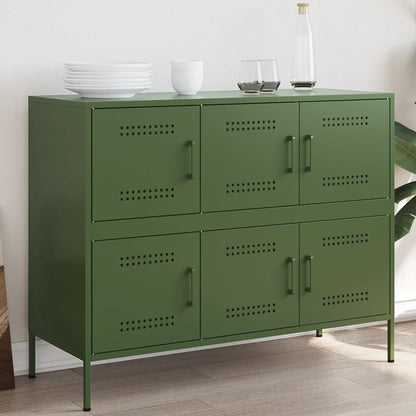 vidaXL Sideboard Olivgrün 100,5x39x79 cm Stahl