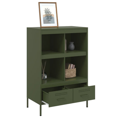 vidaXL Highboard Olivgrün 68x39x101,5 cm Stahls