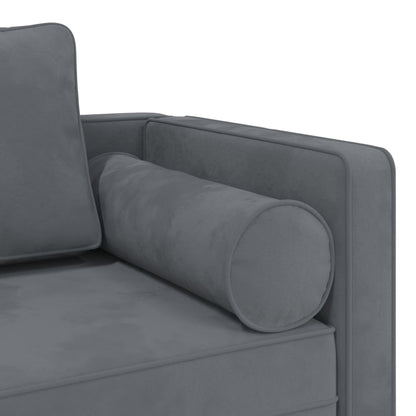 Chaiselongue mit Kissen Dunkelgrau Samt