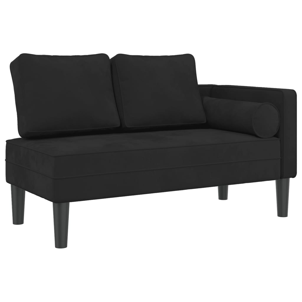 Chaiselongue mit Kissen Schwarz Samt