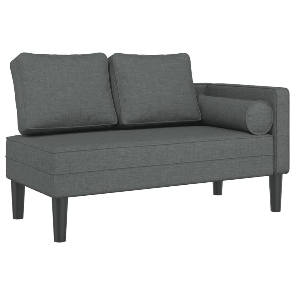 Chaiselongue mit Kissen Dunkelgrau Stoff