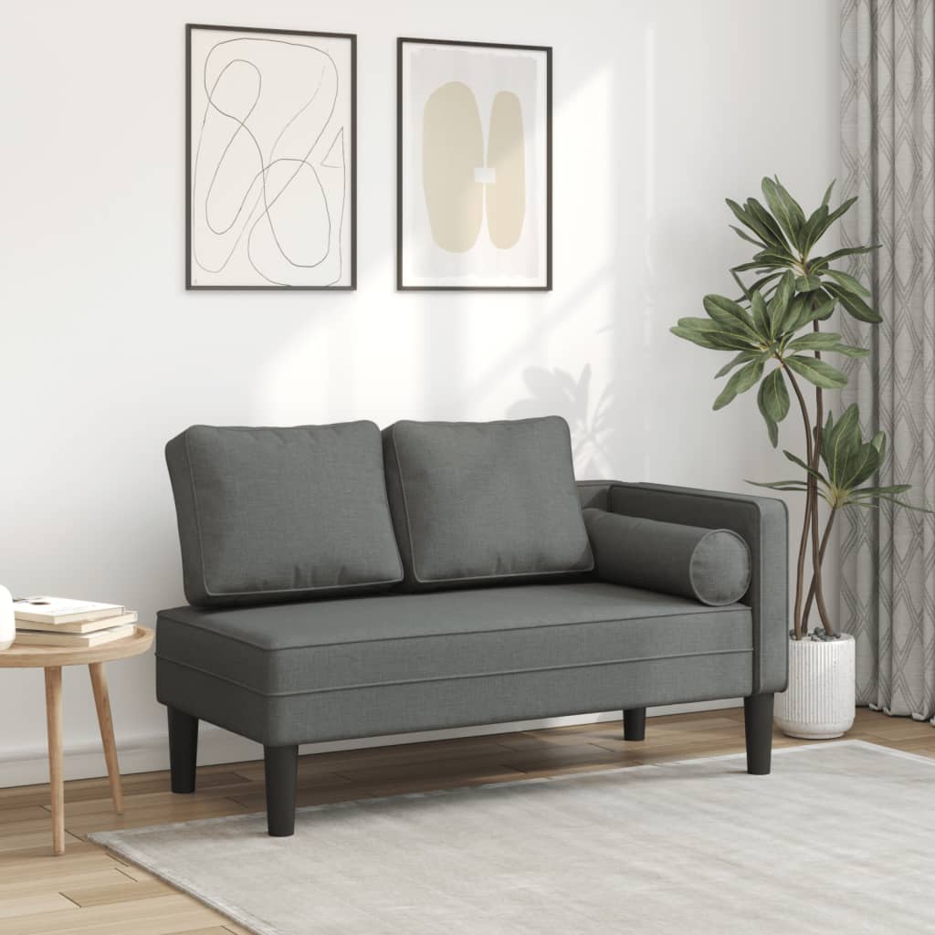 Chaiselongue mit Kissen Dunkelgrau Stoff