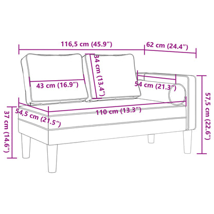 Chaiselongue mit Kissen Creme Stoff