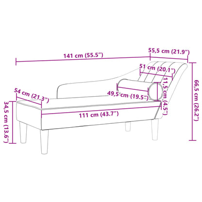 Chaiselongue mit Kissen Hellgrau Samt