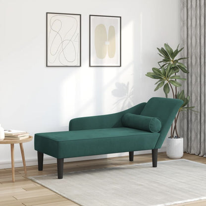 Chaiselongue mit Kissen Dunkelgrün Samt