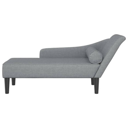 Chaiselongue mit Kissen Hellgrau Stoff