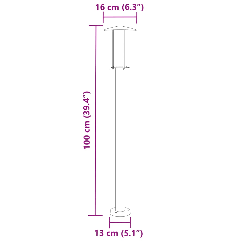 Wegeleuchten 3 Stk. Silbern 100 cm Edelstahl