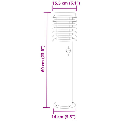 Wegeleuchten mit Bewegungsmelder 3 Stk. Silbern 60 cm Edelstahl