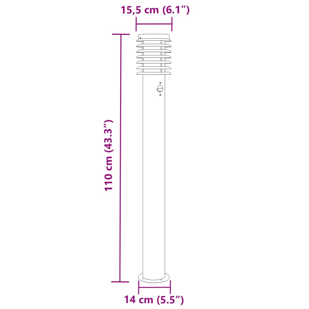 Wegeleuchten mit Bewegungsmelder 3 Stk. Silbern 110cm Edelstahl