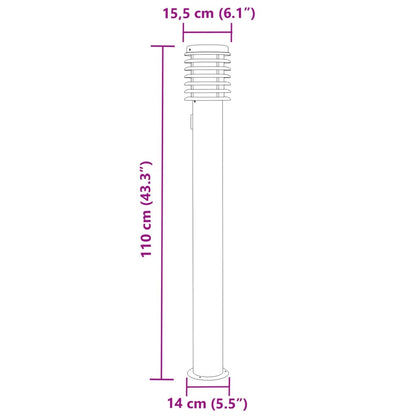 Wegeleuchte mit Steckdose Silbern 110 cm Edelstahl