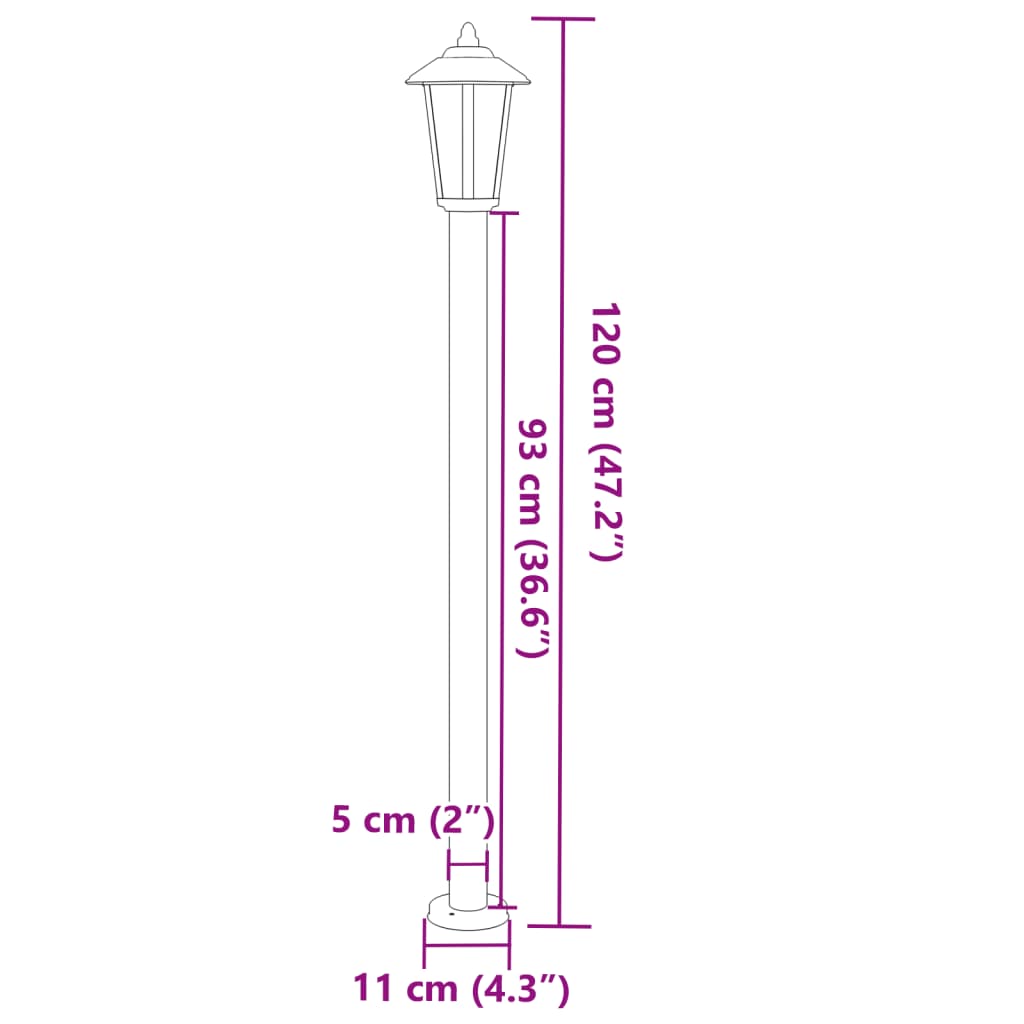 Wegeleuchte Silbern 120 cm Edelstahl