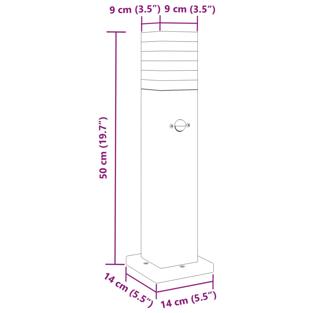 Wegeleuchte mit Bewegungsmelder Schwarz 50 cm Aluminium