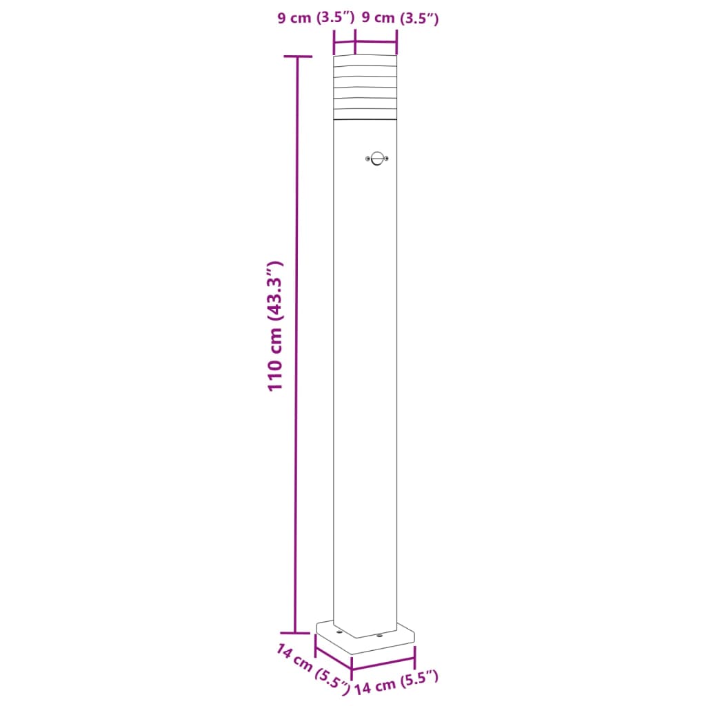 Wegeleuchte mit Bewegungsmelder Schwarz 110 cm Aluminium