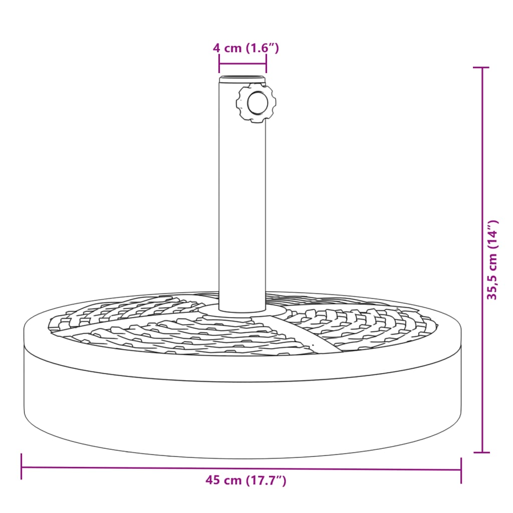 Sonnenschirmständer für Ø38/48 mm Mast 25 kg Rund