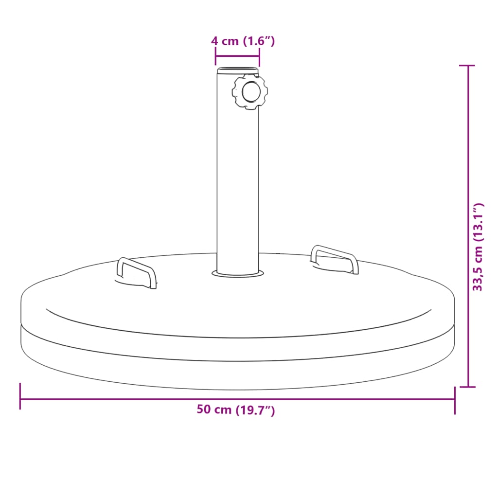 Sonnenschirmständer mit Griffen für Ø38/48 mm Mast 25 kg Rund