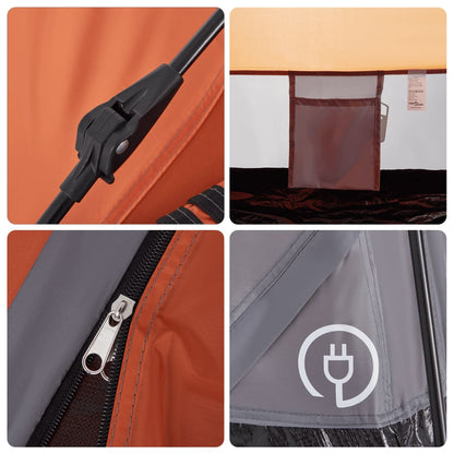 Campingzelt 4 Personen Grau und Orange Quick Release