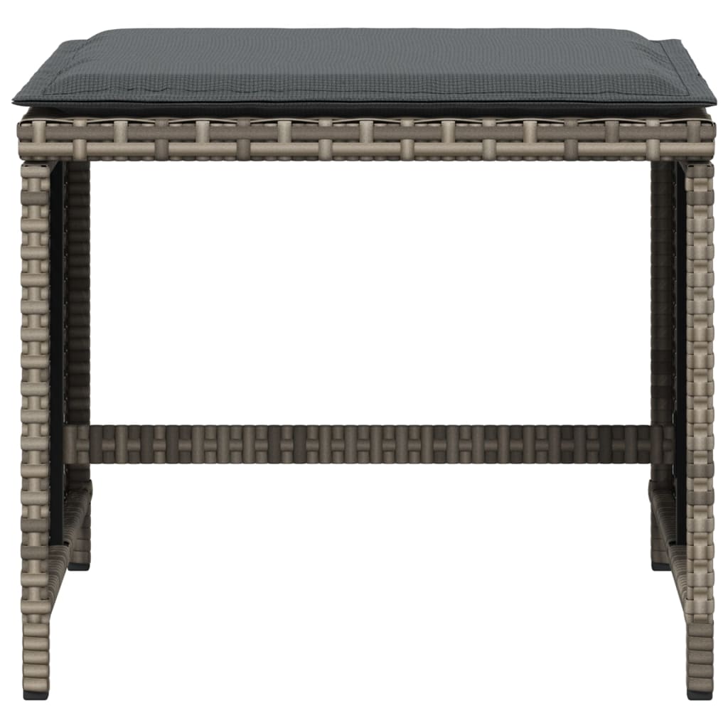 Gartenhocker mit Kissen 4 Stk. Grau 40x40x35 cm Poly Rattan