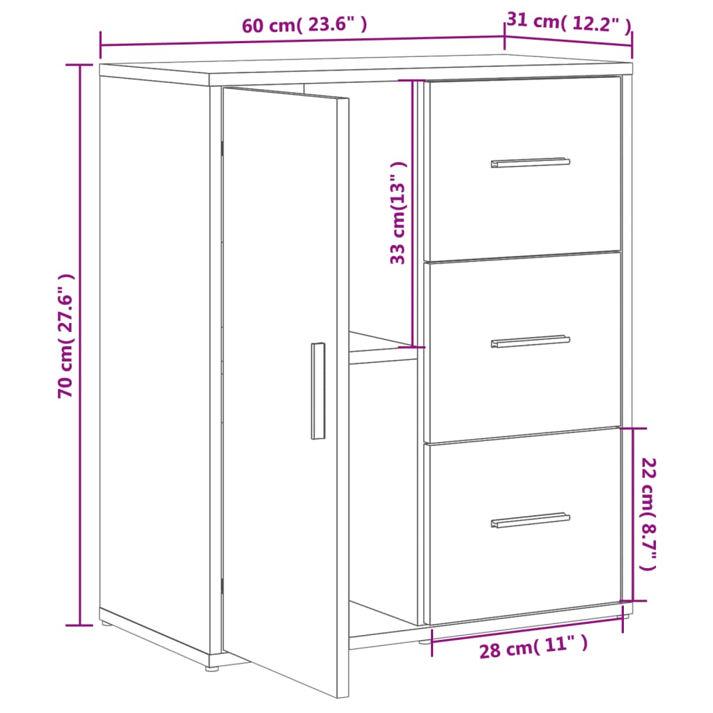 Sideboards 2 Stk. Sonoma-Eiche 60x31x70 cm Holzwerkstoff