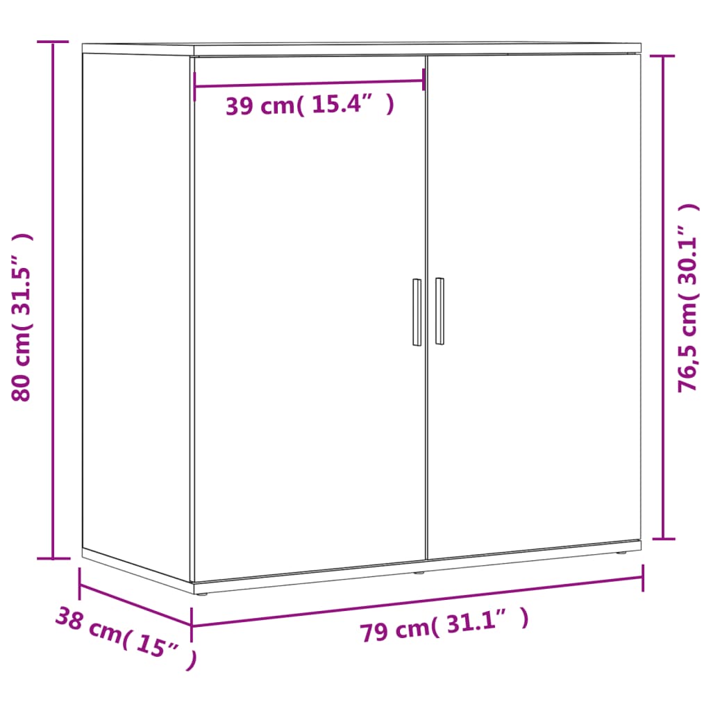 Sideboards 2 Stk. Räuchereiche 79x38x80 cm Holzwerkstoff