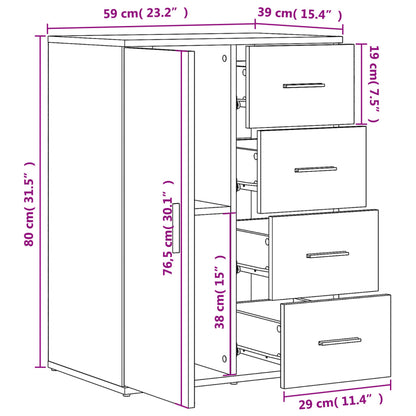 Sideboards 2 Stk. Schwarz 59x39x80 cm Holzwerkstoff