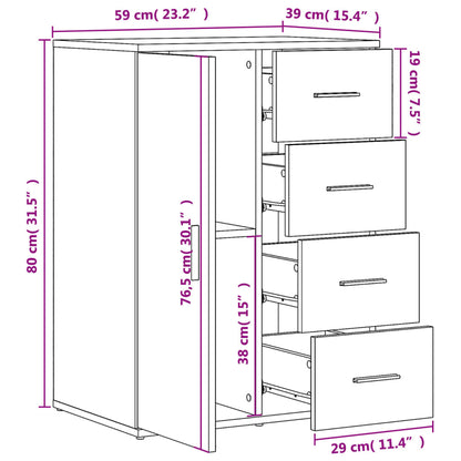 Sideboards 2 Stk. Betongrau 59x39x80 cm Holzwerkstoff