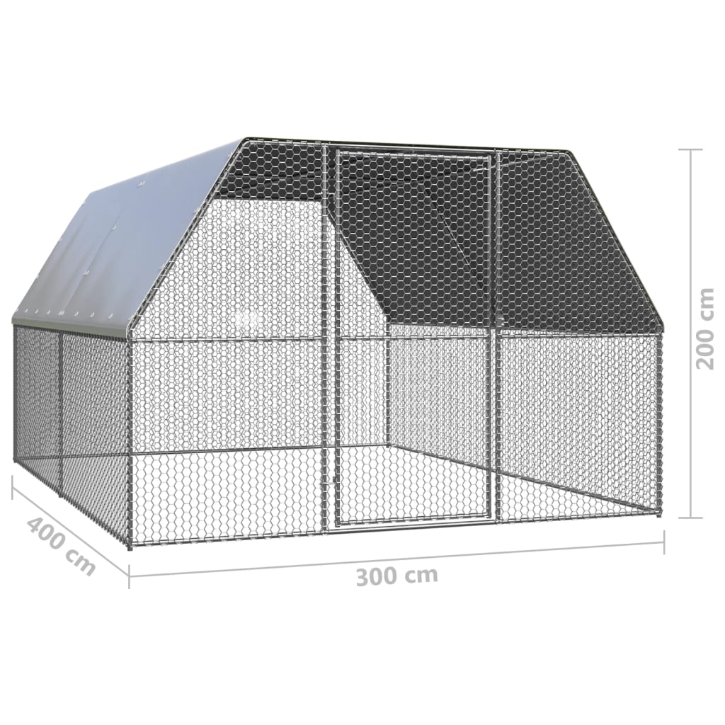 Hühnerkäfig 3x4x2 m Verzinkter Stahl