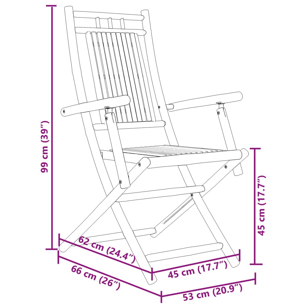 Gartenstühle 6 Stk. Klappbar 53x66x99 cm Bambus