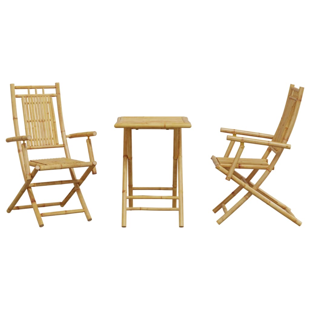 3-tlg. Bistro-Set Bambus